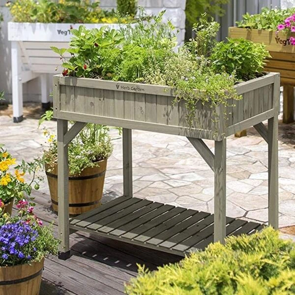 Vegtrug Kruidentafel 58 × 78 × 80 Cm - Grijs 4 Vegtrug Kruidentafel 58 × 78 × 80 Cm - Grijs - Afbeelding 2