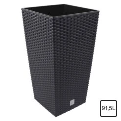 Bloempot Square Rattan - Grijs 40 × 40 × 75 Cm