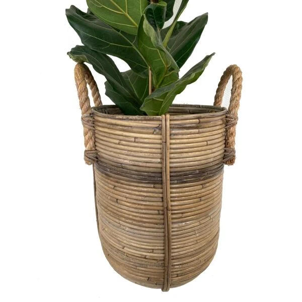 Mand In Rotan Met Jute Handvaten - Set Van 2 Stuks 4 Mand In Rotan Met Jute Handvaten - Set Van 2 Stuks - Afbeelding 2