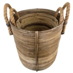 Mand In Rotan Met Jute Handvaten - Set Van 2 Stuks 12 Mand In Rotan Met Jute Handvaten - Set Van 2 Stuks -Planten Winkel mand met teugels in rotan 1617795392 1 600