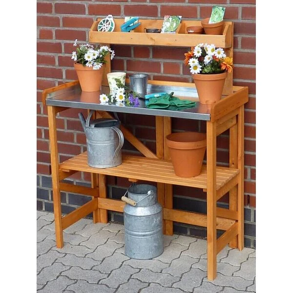 Oppottafel Inklapbaar Met Verzinkt Werkblad - 97 × 45 × 128 Cm 3 Oppottafel Inklapbaar Met Verzinkt Werkblad - 97 × 45 × 128 Cm