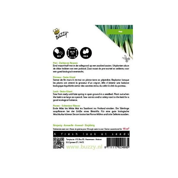 Prei Zwitserse Reuzen - Allium Porrum 4 Prei Zwitserse Reuzen - Allium Porrum - Afbeelding 2